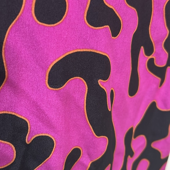 DIANE VON WOMEN PULLOVER BLOUSE PINK BLACK LONG SLEEVE 100 % SILK Sz 6 - Picture 9 of 9